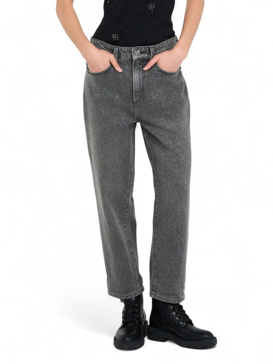 Jeans Donna - Nero/argento glitter