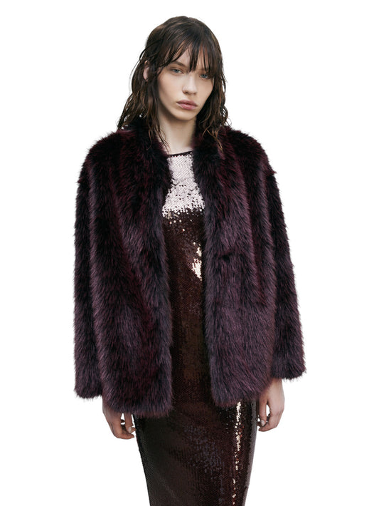 Cappotto Donna - Purple Red Fur