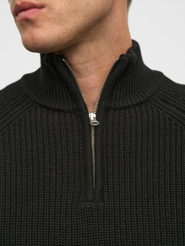 Anerkjendt Aksune Patent Half Zip Knit - Maglieria Uomo - Caviar