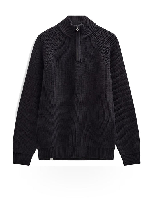 Anerkjendt Aksune Patent Half Zip Knit - Maglieria Uomo - Caviar