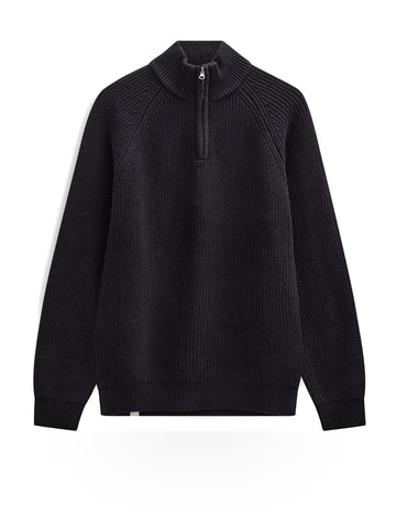 Anerkjendt Aksune Patent Half Zip Knit - Maglieria Uomo - Caviar