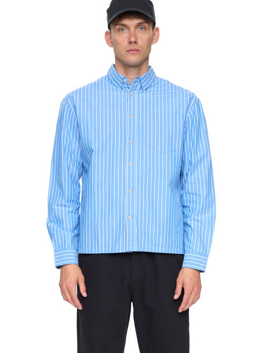 Anerkjendt Akotto Poplin Stripe Ls Shirt - Camicie Uomo - Celeste