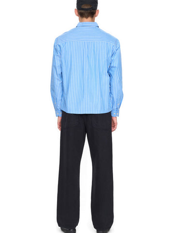 Anerkjendt Akotto Poplin Stripe Ls Shirt - Camicie Uomo - Celeste