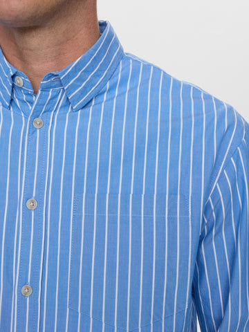 Anerkjendt Akotto Poplin Stripe Ls Shirt - Camicie Uomo - Celeste