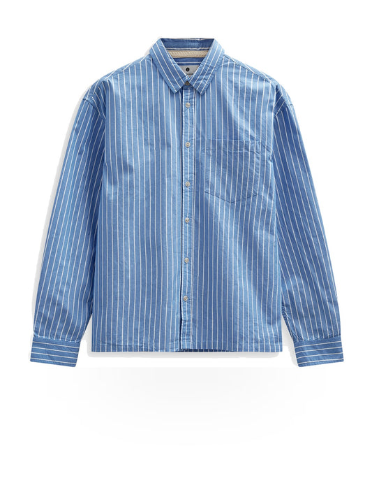 Anerkjendt Akotto Poplin Stripe Ls Shirt - Camicie Uomo - Celeste
