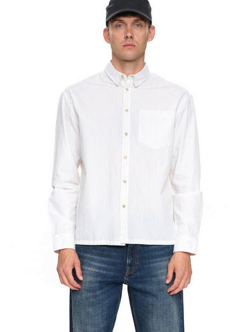 Anerkjendt Akotto Poplin Stripe Ls Shirt - Camicie Uomo - Bianco