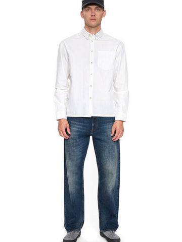 Anerkjendt Akotto Poplin Stripe Ls Shirt - Camicie Uomo - Bianco