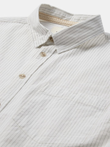 Anerkjendt Akotto Poplin Stripe Ls Shirt - Camicie Uomo - Bianco