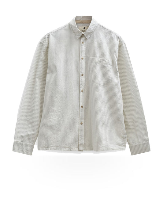 Anerkjendt Akotto Poplin Stripe Ls Shirt - Camicie Uomo - Bianco
