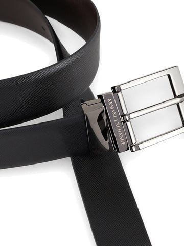 Armani Exchange Tongue Belt - Cinture Uomo - Black/dark Brown