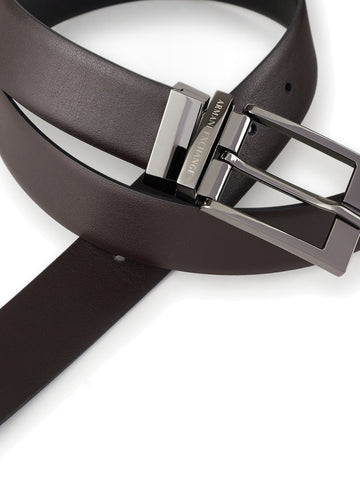 Armani Exchange Tongue Belt - Cinture Uomo - Black/dark Brown