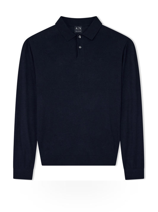 Armani Exchange Knit Polo - T-Shirt Uomo - Blu