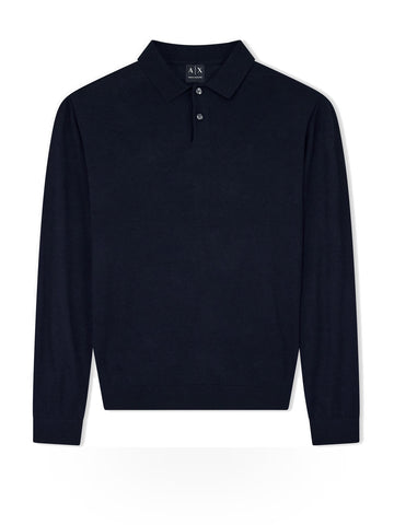 Armani Exchange Knit Polo - T-Shirt Uomo - Blu