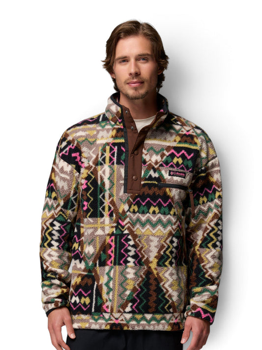 Columbia Helvetia II Printed Half Snap Fleece - Felpe Uomo - Black Geomix