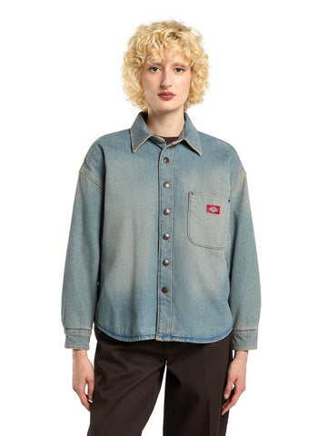 Dickies Mina Denim Shacket - Camicie Donna - Light Aged Fade