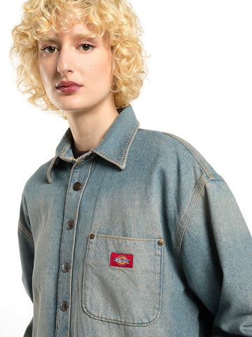 Dickies Mina Denim Shacket - Camicie Donna - Light Aged Fade