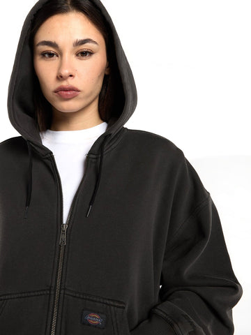 Dickies Wmns Sutcliffe Cropped Zipped Hoodie W - Felpe Donna - Nero