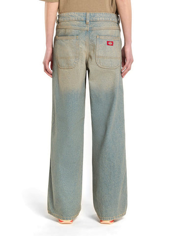 Dickies Wmns Leesburg Mid Waist Relax Straight Jeans - Jeans Donna - Light Aged Fade