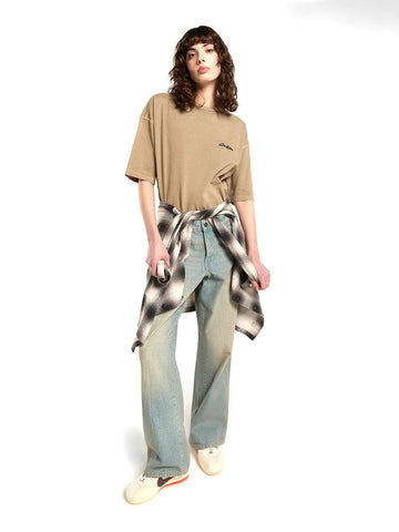 Dickies Wmns Leesburg Mid Waist Relax Straight Jeans - Jeans Donna - Light Aged Fade