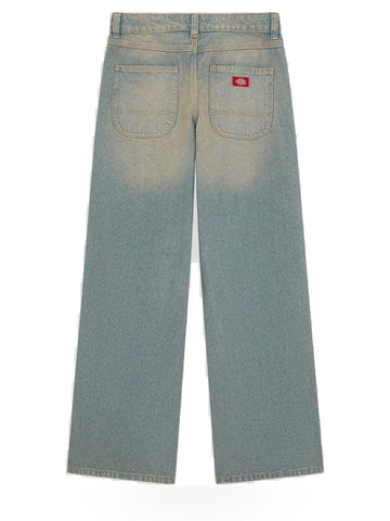 Dickies Wmns Leesburg Mid Waist Relax Straight Jeans - Jeans Donna - Light Aged Fade