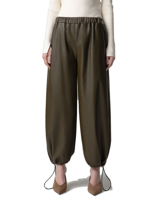 Gaelle Pantalone Jogger In Ecopelle - Pantaloni Donna - Verde Bosco