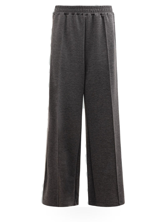 Gaelle Jogger Dritto Con Piping Gioiello Nei Fianchi - Pantaloni Donna - Grigio