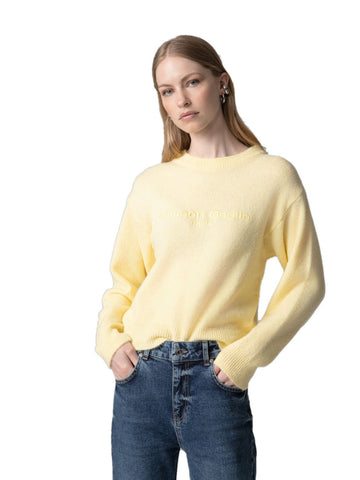 Gaelle Pullover Manica Lunga Con Logo Embossed - Maglieria Donna - Giallo Paglierino