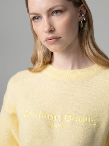 Gaelle Pullover Manica Lunga Con Logo Embossed - Maglieria Donna - Giallo Paglierino