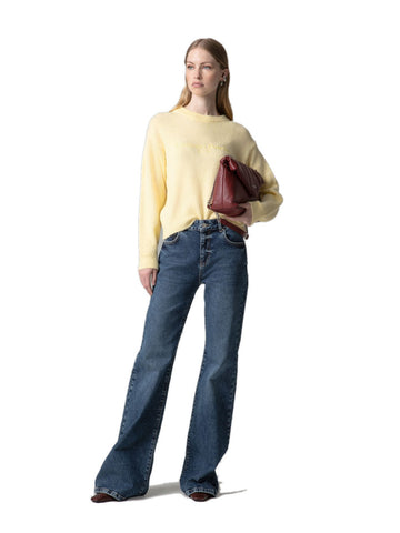 Gaelle Pullover Manica Lunga Con Logo Embossed - Maglieria Donna - Giallo Paglierino
