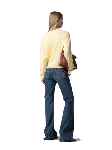 Gaelle Pullover Manica Lunga Con Logo Embossed - Maglieria Donna - Giallo Paglierino