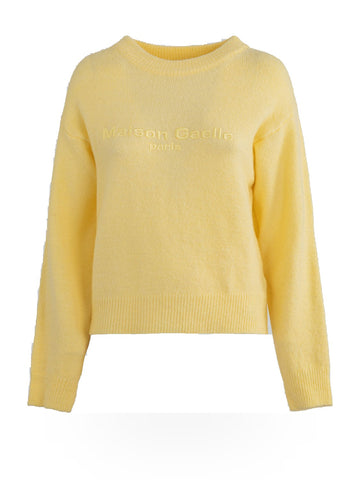 Gaelle Pullover Manica Lunga Con Logo Embossed - Maglieria Donna - Giallo Paglierino