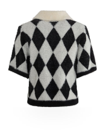 Gaelle Pullover Crop Mezza Manica Con Applicazione - Maglieria Donna - Nero