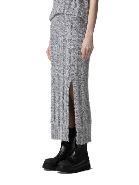 Gaelle Gonna Lunga In Maglieria Con Spacco - Gonne Donna - Grigio