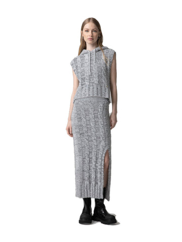Gaelle Gonna Lunga In Maglieria Con Spacco - Gonne Donna - Grigio