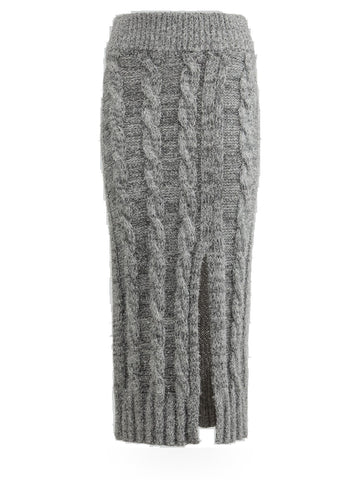 Gaelle Gonna Lunga In Maglieria Con Spacco - Gonne Donna - Grigio