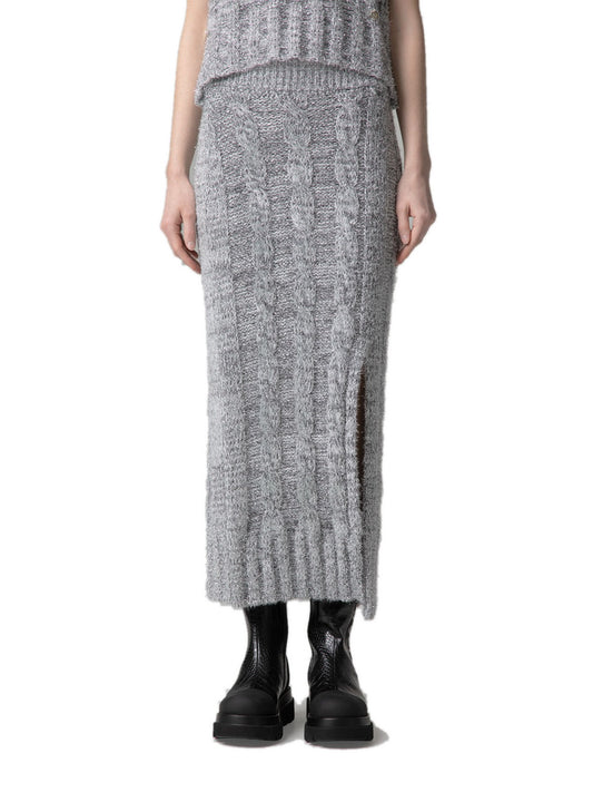 Gaelle Gonna Lunga In Maglieria Con Spacco - Gonne Donna - Grigio