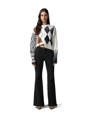 Gaelle Pullover Paricollo Con Fondo Irregolare - Maglieria Donna - Crema