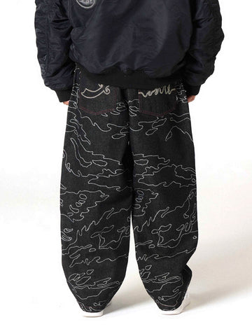 Grimey Odd Cutlass Jacquard Big Boy Denim Pants - Jeans Uomo - Raw Black