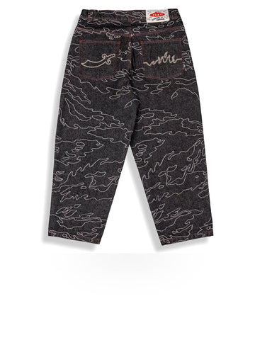 Grimey Odd Cutlass Jacquard Big Boy Denim Pants - Jeans Uomo - Raw Black