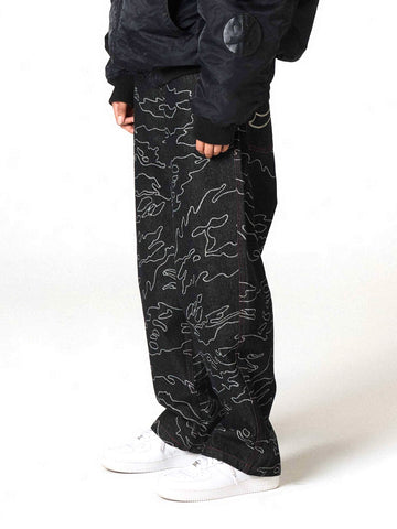 Grimey Odd Cutlass Jacquard Big Boy Denim Pants - Jeans Uomo - Raw Black
