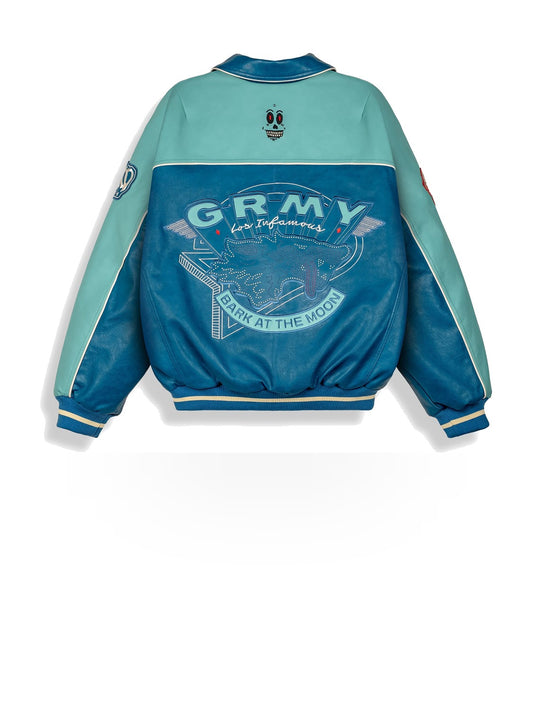 Grimey Wild One Pu Leather Jacket - Capospalla Uomo - Washed Blue
