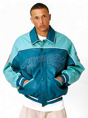 Grimey Wild One Pu Leather Jacket - Capospalla Uomo - Washed Blue