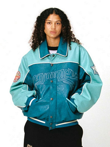 Grimey Wild One Pu Leather Jacket - Capospalla Uomo - Washed Blue