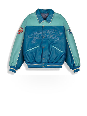 Grimey Wild One Pu Leather Jacket - Capospalla Uomo - Washed Blue