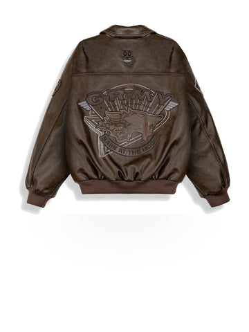 Grimey Wild One Pu Leather Jacket - Capospalla Uomo - Washed Brown