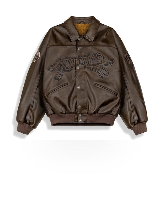Grimey Wild One Pu Leather Jacket - Capospalla Uomo - Washed Brown