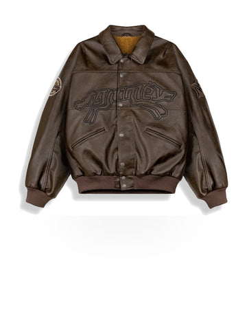 Grimey Wild One Pu Leather Jacket - Capospalla Uomo - Washed Brown