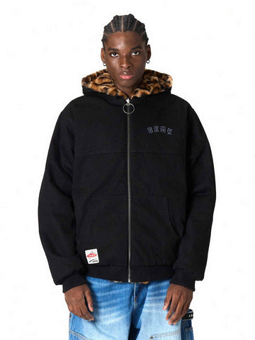 Grimey The Props Reversible Leopard Hooded Jacket - Capospalla Uomo - Nero