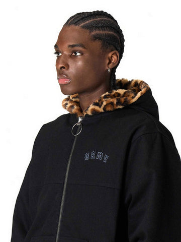Grimey The Props Reversible Leopard Hooded Jacket - Capospalla Uomo - Nero