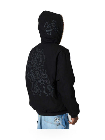 Grimey The Props Reversible Leopard Hooded Jacket - Capospalla Uomo - Nero